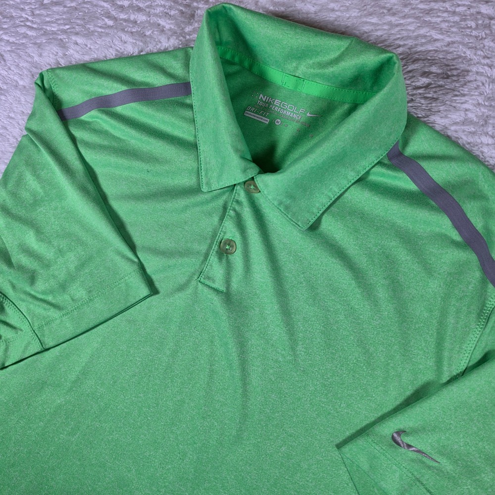Nike Tour Performance Mens M Green Heathered Dri-FIT s/s Polo 639243-311